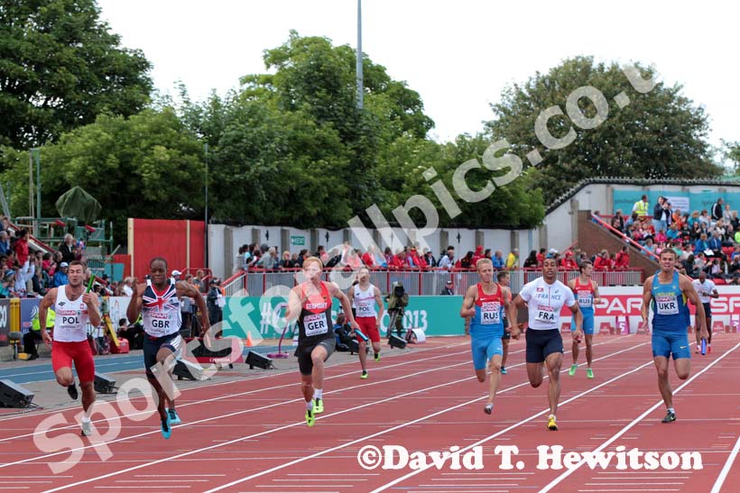 Great Britain win the 4 x 100 metres relay at the European Athletics Team Championships.